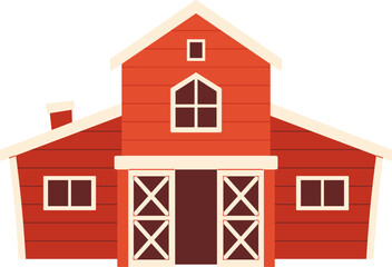 Red Country Barn Building Farm Illustration