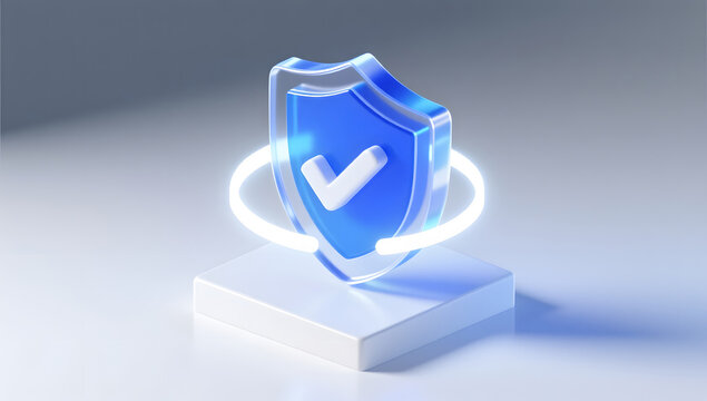 Blue transparent security shield icon design