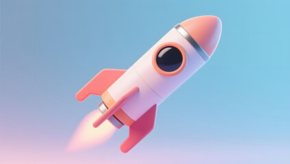 Fototapeta premium 3d spaceship rocket launch world space day business icon