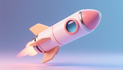 Fototapeta premium 3d spaceship rocket launch world space day business icon