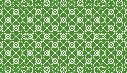 Repeating white geometric design over a vivid green background