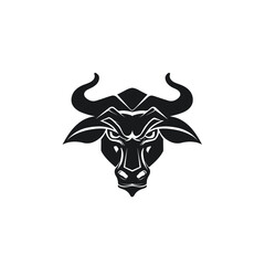 Bold black bull head silhouette vector design symbol of strength