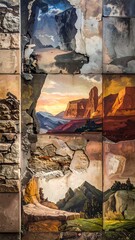 Sections of a wall depict landscapes, blending architecture and scenic art