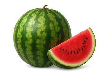 Watermelon fruit with a vibrant red slice, showcasing freshness, health, and juicy hydration for summer