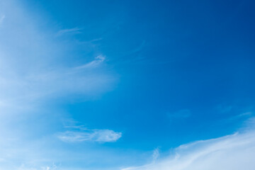 Panorama of cloud clear sky background for summer vacation concept at ocean and summer sea water...