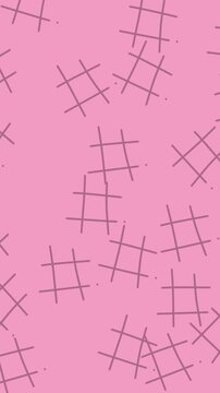 Seamless cartoon-style design of hand-drawn hashtag symbols on soft pink pastel background, perfect for social media themes.