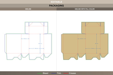 Folding paper packaging box dieline designed using refined vector layout improving printing quality packaging formation precise die line balance maintains smooth folds