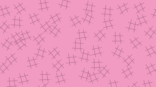 Playful doodle seamless pattern of sketchy hashtags over gentle pink pastel base, ideal for fun digital backgrounds.
