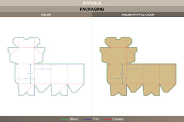 Flip top and auto bottom box dieline arranged with exact vector mapping ensuring printing steadiness while keeping base firm die line folds lock auto bottom accurately