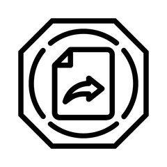 Octagon shaped symbol for file transfer depicts secure data sharing. Perfect for technologyrelated designs like apps, websites, and presentations.
