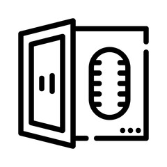 Server rack with a door and ventilation symbol, suitable for technology, it infrastructure, data management, network security concepts and designs.
