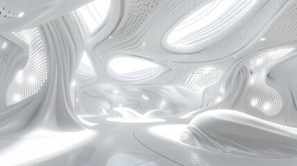 Futuristic Architectural Interior Design Abstract White Space Concept