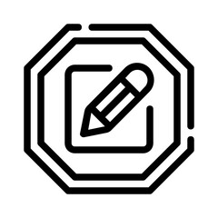 Bold pencil icon in an octagon, perfect for educational materials, stationery branding, graphic designs, and creative projects needing a bold touch.
