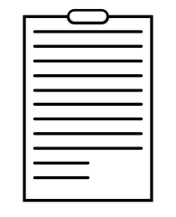Minimal clipboard icon with horizontal lines representing text, ideal for themes of documentation, task management, checklist, writing, office workflow, and reports.