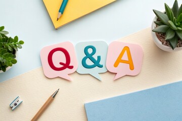 Question and Answer Symbols Arranged on a Table