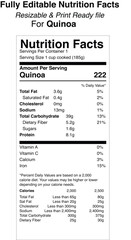 Quinoa nutrition facts label design