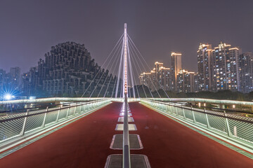Night view of Baihe Bridge in Putuo District, Shanghai