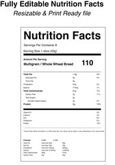 Wheat bread nutrition facts label design