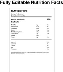 Nutrition facts label design for dry food products