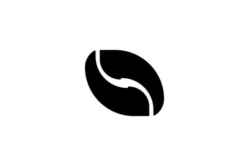 Obraz premium Minimalist Coffee Bean Emblem – Black and White Logo for Café Branding, Packaging, and UI Design