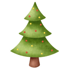 christmas tree with ornaments xmas winter december isolated on white clipart png transparent illustration