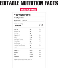 Nutritional information design for dried figs and dates