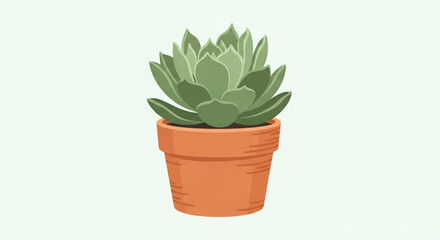 Obraz premium Succulent plant, possibly Echeveria, is shown in a small terracotta pot.