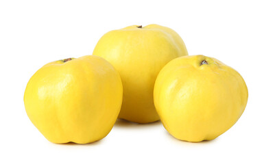 Fresh ripe quince fruits isolated on white