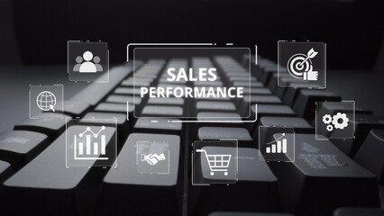 Digital sales performance dashboard showing sales performance metrics, performance trends, sales...