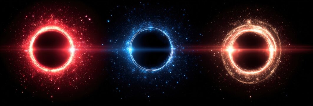 Cosmic rings of light in contrasting colors - Powered by Adobe