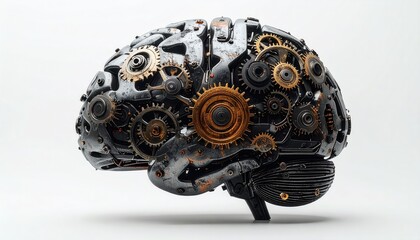 Intricate Mechanical Brain with Gears and Cogs