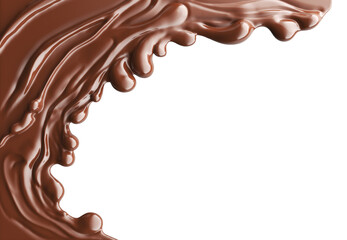 Melted chocolate dripping on transparent background 3d illustration.