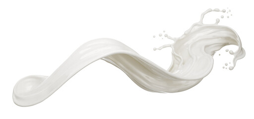 Splash of milk or cream isolated on transparent background With clipping path 3d illustration.