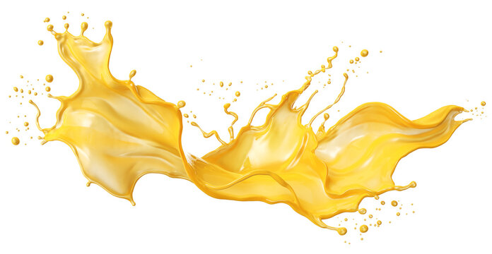 Orange juice splash isolated on transparent background 3d illustration.