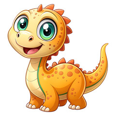 Fototapeta premium A super cute, happy cartoon baby dinosaur with big, round eyes and a joyful, gentle smile, perfect for children’s illustrations and animal-themed designs.