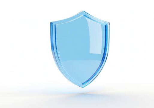 Blue shield symbol isolated on white background