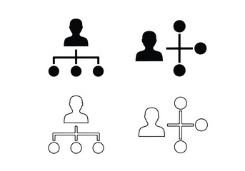 Organization chart and network icons set - Vector icon symbol for website - Icon vector - Blue icon vector - Line and glyph solid icon set