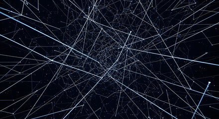 Digital Data Network Connection Wires | Abstract Futuristic Wireframe Technology Background