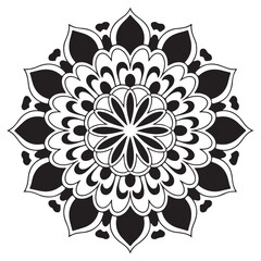Decorative mandala pattern minimal black and white design
