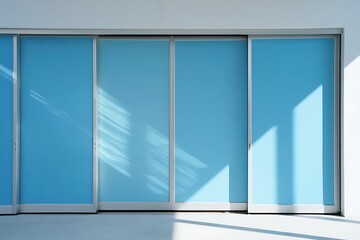Modern glass and aluminum door design with transparent double swing panels and light filter film, showcasing contemporary architecture, urban elegance, and clean minimalist building exterior aesthetic