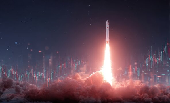 Rocket launch over city at night (1)