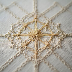 Macro Top-Down Photograph of Geometric Embroidered Fabric