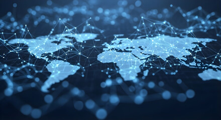 Global Network Map Data Connection Internet Technology Background