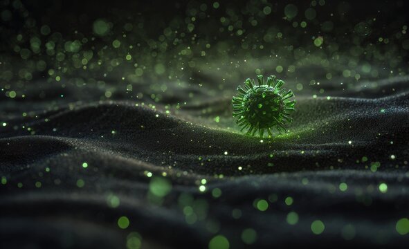 A digital rendering of a virus