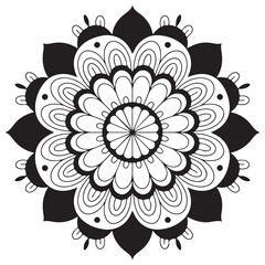 Decorative mandala pattern minimal black and white design
