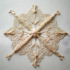 Macro Top-Down Photograph of Geometric Embroidered Fabric