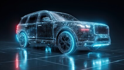 Digital rendering of a futuristic SUV