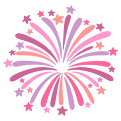 Pink and Purple Firework Burst with Stars Illustration 