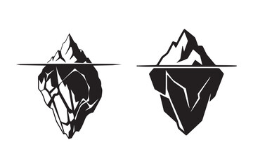 Iceberg floating silhouette white background