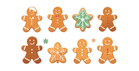 Gingerbread cookie collection, Vector illustration 